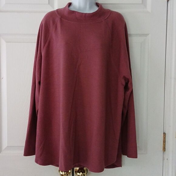 Ava & Viv mauve long sleeve high collar tunic shirt  Sz 2X NWOT - Picture 1 of 5
